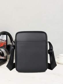 1 件通勤休闲 PU 皮革单肩包，简约设计男士斜挎包，侧袋斜挎包，多功能，防刮，送给男朋友的礼物 - 彩色 - 查看 15