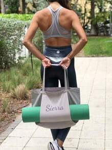 1pc Customizable Outdoor Sports Yoga Mat Carry Bag, Women Yoga Outfit Storage Shoulder Bag, Fashion Casual Fitness Tote Bag, Suitable For Daily Use, Can Be Given As Gifts For Family, Friends, Christmas, Easter, Spring Festival, Mother's Day, Father's Day, Women's Day, Valentine's Day, Teacher's Day, Nurse's Day, Birthday - Multicolor - View 2