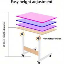 Height Adjustable Mobile Table 40x60-(67-80) Cm Height Adjustable Laptop Table Workstation Laptop Overbed Multi Table - Light Wood Color - View 4