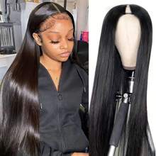 Eulisi 22Inch V Part Wigs Human Hair Straight Brazilian Human Hair Wigs For Women Upgrade U Part Wigs No Sew In NO Glue 150% Density Full Machine Wig Natural Color - Natural Black - View 4