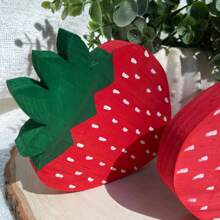 Juego de 2 fresas de madera, decoración de rodajas de madera de fresa, decoración de bandeja escalonada de fresa, decoración de verano, decoración de bandeja escalonada de verano, decoración de primavera, decoración de frutas, decoración campestre, decoración rústica para el hogar, decoración de escritorio de madera para el hogar, parche de fresas