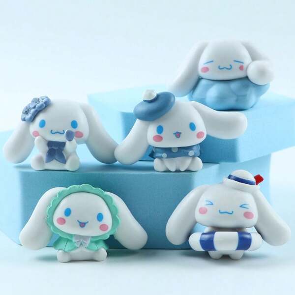 Sanrio 5pcs. Of Cinnamon Dog Figurines, Sanrio Big-Eared Dogs, Blind Boxes, Toys, Gacha Dolls, Car Cakes, Table Ornaments