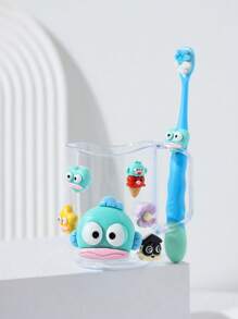 ( Sanrio) 2pcs Cute Cartoon KT Cat And Pudding Dog Toothbrush Holder Combination Set - PP Material, Suitable For Men And Women, Toothbrush Holder And Mouthwash Cup, Comes With Toothbrush And DIY Stickers Home Bathroom Decor Fall Decor Back To School