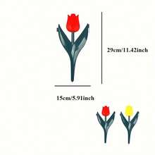 12pcs Plastic Tulip Flower Shape Garden Fence, Easy Assemble Decorative Edging For Fairy Garden, Yard, Outdoor Decor, Multipurpose, Red/Yellow Tulips Design