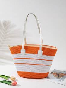 1 Bohemian Style Straw Hat + 1 Straw Bag - Khaki - View 8