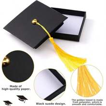 3/6pcs Graduation Gift Box - Black And Gold Tassel Hat Gift Box
