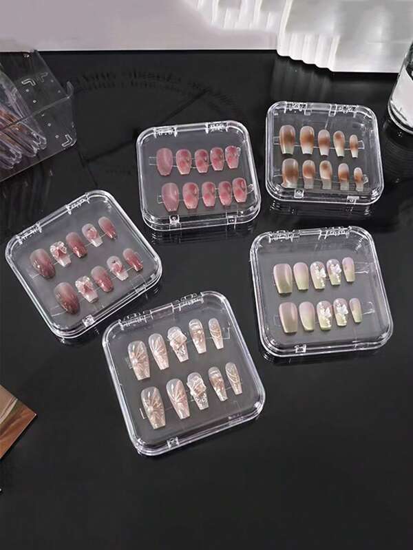 5/10pcs Clear Detachable Makeup Storage Boxes, Cleaning Pad Holders, Desk Organizer, Dorm Transparent Makeup Puff Box, Cushion Case Display Box, Transparent Bracelet Storage Box Back To School