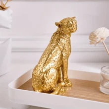 1pc Electroplated Gold Sitting Leopard Desktop Decor, Resin Crafted Animal Sculpture Ornament, Home Decor Symbolizing Wealth And Feng Shui Gifts Birthday Graduation