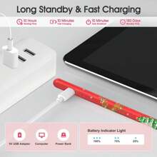 Red Capacitive Stylus Pen, Fast Charging High Sensitivity Capacitive Touch Pen With Deer Snowflake Print, Precise Touch, Smooth Writing, Includes 4 Extra Replacement Nibs, Compatible With IPad 2018-2024 Series - Magnetic Attachment, Tilt Sensitivity And Palm Rejection