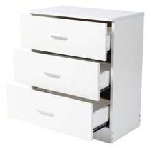 Modern Simple 3-Drawer Dresser Chest Of Drawers For Family Room Bedroom Living Room Universal Design, White