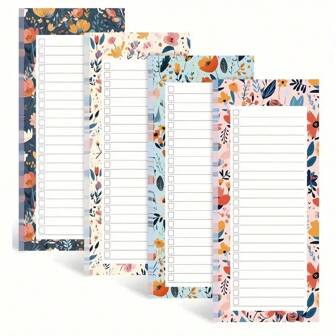 1 pieza Bloc de notas magnético con estampado floral tipo ditsy, sin soporte para bolígrafo, cuaderno pequeño con flores y diseño botánico, libreta para lista de la compra - 50 páginas perforadas, apto para refrigerador y oficina