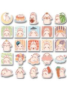 SCXXBSW 50pcs Cute And Creative Rabbit Cheese Cartoon Stickers, Hand Account Stickers, Computer Water Bottles Mobile Phone Decorate Waterproof Stickers - Multicolor - View 8