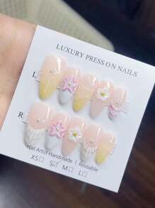 10pcsHandmade 3D Relief Nail Art Wearable Crafted With High Quality Techniques Unique And Elegant 3D Sculpting Design For Sophisticated Style Perfect For Fashion Forward Individuals