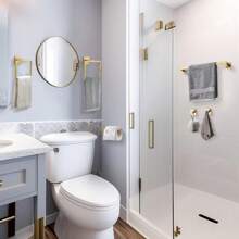 5 pezzi Set accessori bagno in nichel spazzolato, set di accessori per il bagno inclusi: porta asciugamani, anello porta asciugamani, gancio appendiabiti e portarotolo con mensola. Montaggio a parete in acciaio inossidabile, decorazione per il bagno di casa, organizzatore per il bagno, decorazione autunnale, ritorno a scuola