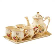 Elfenbensrosa ros kaffemugg vintageblomma keramisk teservis, perfekt för köket, tebjudningspresenter, presentidéer för samling tillbaka till skolan