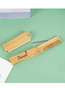 1pc Customized Mini Comb Portable Anti-Static Natural Wood Folding Comb Hotel-Style Sandalwood Material Comb, Customize Your Own Mini Folding Comb