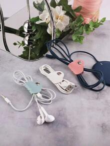 12pcs Heart Cord Organizer, PU Leather Cable Organizer, Portable USB Cable Organizer Storage - Multicolor - View 1