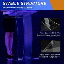 Acrylic Clear Podium Plexiglass Pulpit School Conference Curve Lectern US