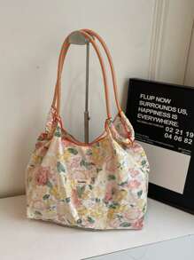 1pc Feng Summer Large-Capacity Shoulder Bag Preference Bag Shopping Bag Fresh Floral Tote Bag Underarm Bag