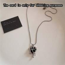 Gothic Y2K Black Cross Heart Pendant Rope Chain Necklace For Women Men Fashion Hip Hop Rave Gift Jewelry Accessories - Black - View 10