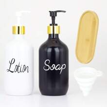 2Pcs Refillable Lotion Pump Dispenser, 500ml Large Capacity Bathroom Liquid Soap Dispenser With Funnel And Waterproof Label, Suitable For Cosmetic Lotion, Body Lotion, Hand Wash Bottle, Home Decor, Ideal Holiday Gift Back To School - Multicolor - View 18