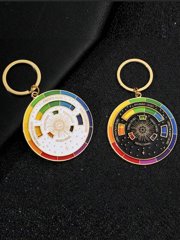 1 pieza Llavero interactivo con rueda de color para pintores, llaveros de arte, regalos educativos y divertidos