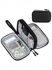 Organizador de cables de viaje FYY, bolsa impermeable de doble capa todo en uno, funda portátil de almacenamiento de accesorios electrónicos para cables, cargadores, teléfonos, audífonos, color negro