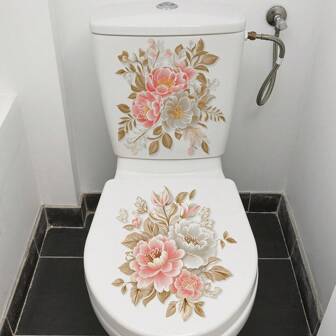 2pcs Bathroom Toilet Sticker Decorative, Suitable For Ceramic Surfaces, Simple Decals Self-Adhesive Disposable Use Toilet Sticker Home Stickers Instantly Enhance The Beauty Of Your Bathroom Toilet Room PVC Material, Bathroom Decor, Wall Stickers, Toilet Seat Sticker Bathroom Accessories