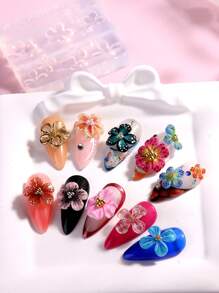 3D Silicone Mold Bow Flower Heart Nail Art Decorations Nails DIY Design Nail Mold Stamping Plate Manicure Mold For Nail Design Floral Nail Molds Spring Flower Nails Carved Acrylic Mold Blossom Petals