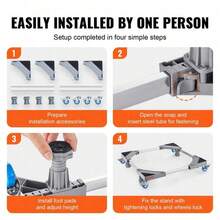 Mini Fridge Stand, 400 Lbs Load, 4 Strong Feet, 4 Locking Swivel Wheels, Washer And Dryer Pedestal, Multi-Functional Adjustable Base For Washing Machine, And Refrigerator, Universal Mobile Base - Default - View 4