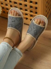 Women's Fabric Linen Slippers, Suitable For Indoor Use Year-Round, Spring/Summer/Autumn/Winter