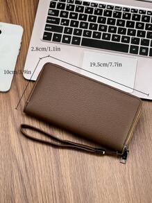 HOVI'S Vintage Style Minimalist Long Wallet, Large Capacity Business/Office Commuting Multi-Card Slot Zipper Wallet For Men & Women
