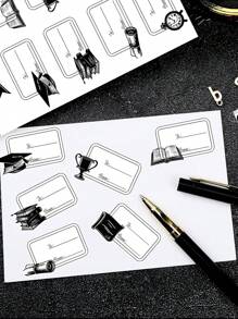 2025毕业纸质贴纸，2025高顶礼帽奖杯黑金礼品标签贴纸，适用于毕业礼物装饰及毕业典礼装饰用品 - 彩色 - 查看 8