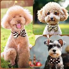 10pcs Assorted Pet Stylish Bowties, Classic High-End Design, Cute Camellia & Leopard Print Dog Bowties