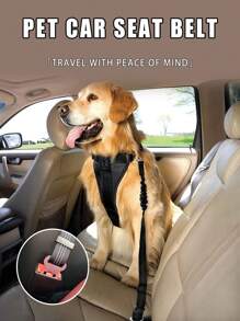 狗狗车用安全带、可调节宠物车用牵引绳、反光织带伸缩牵引绳、耐用尼龙狗狗安全带、可调节汽车安全带（带牵引绳，确保安全出行）、宠物猫狗车载旅行安全带（带弹性保护防震） - 彩色 - 查看 12