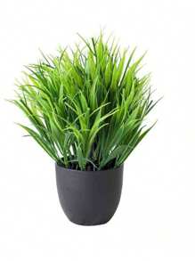 1pc Black Flowerpot Simulation Plants With Small Artificial Plants, Including Indoor Home Decoration, Office, Bathroom And Bedroom Flowerpots, With Plastic Eucalyptus And Miniature Wheat Grass Plants, Which Are Very Suitable For Indoor Desk Artificial Plant Decoration, Valentine's Day And Gifts Birthday Graduation