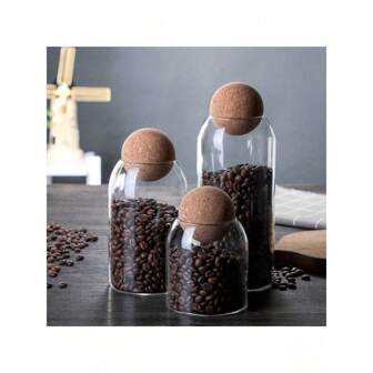 1pc Glass Sealed Jar, Kitchen Dried Food Storage Container, Transparent Glass Coffee Bean Container Kitchen Items Kitchen Accessories Kitchen Tools