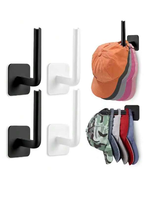 2/4 pièces Support de casquette, Porte-chapeau pour casquettes de baseball, Crochets adhésifs pour casquettes à accrocher au mur, Organisateur de rangement de casquettes sans perçage, Affichage aléatoire de couleurs