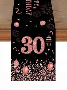 1件装生日快乐一次性桌布，玫瑰金，适用于30/40/60/70/80/21/50岁生日，生日派对桌布，厨房餐厅节日派对装饰，家居装饰，餐桌装饰 - 玫瑰金 - 查看 8