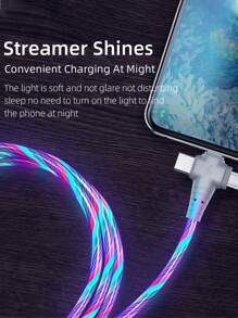 Câble de chargeur de téléphone lumineux, câble de chargement multicolore à LED RVB avec éclairage progressif, câble de chargement rapide USB C, câble chargeur universel 3 en 1 adaptateur micro USB Type-C 1 m / 2 m
