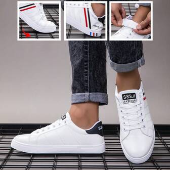 Men's Summer New Breathable Casual Shoes, Student All-Match Flat Sneakers, White Sneakers, Korean Style Work Shoes