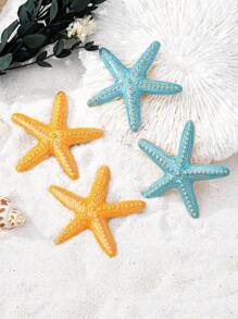 1 对时尚女士金属海星耳环，欧美海滩风格水滴耳环，小众设计耳钉 - 彩色 - 查看 6