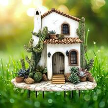 Speelse tuinkunst Speelse cactushuistuinpaal - Acryl zonnevanger voor plantenbakken en gazons, decoratieve kunststijl, geen stroom nodig, perfect cadeau voor huis- en tuindecoratie, tuindecoraties