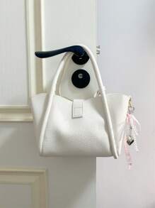 1 pieza Cuerda a dos tonos con perla blanca, temperamento elegante, dulce, de moda, exquisita e interesante, corazón de melocotón, corazón, corazón, corazón, mochila, bolso de hombro, bolso de hombro diagonal, bolso de mano, bolso de mano, colgante, llavero de coche, colgante de bicicleta, colgante de auriculares, colgante de bolsa de almacenamiento, colgante, adecuado para parejas, estudiantes, estudiantes escolares, niñas, trabajo, transporte, citas diarias, vacaciones, viajes y viajes de negocios, adecuado para niños, vacaciones, novias, madres, regalos pequeños, regalos de cumpleaños