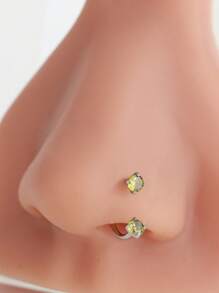 1 pieza Accesorio de acero inoxidable con piedras de circonita cúbica desmontable, de forma exagerada y elegante, de varios colores, para perforación corporal de moda minimalista para mujeres, anillo de nariz en forma de C, 1.0mm, adecuado para regalos de cumpleaños, festivos, fiestas y uso diario