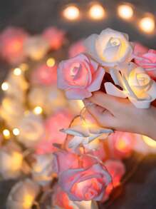 Rose Flower LED String Lights, Indoor Proposal Atmosphere Lights, Birthday Decor, Girls Room Decorative Lighting
