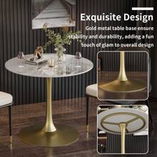 Dining Table Round Kitchen Table Marble: White Dining Table Small Scandinavian Dining Table Diameter 76 Cm Round Table Luxury High Gloss Tables For Dining Room Restaurant Cafe Gold Metal - Black and White - View 9