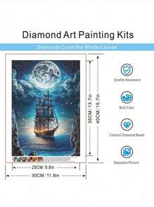 Kit de pintura de diamantes de 5D con mosaico de paisaje lunar, bordado de punto de cruz. Juego de pintura de diamantes DIY, decoración del hogar, manualidad de regalo