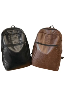 Large Capacity Backpack For Men, Business Commuter Laptop Bag, PU Leather College Student School Bag, Casual Travel Pack Office Bag