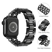 Hwagol 1 pièce Bracelet de montre en alliage noir/rose pour 40/41/38/45/44/42mm, bandes de poignet de remplacement à la mode pour femmes, compatibles avec Apple Watch Ultra, Series 8, Series 7, Series SE, Series 6, Series 5, Series 4, Series 3, Series 1, Series 2